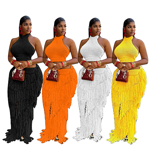 2026 Casual Knitted Fringed Beach Dress Set TR-1363