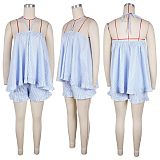 Elegant Fashion Loose Halter Neckline Sleeveless Striped Suit NY-3873