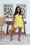 Sexy Casual Commuter V-neck Slit Sleeveless Vest Two-Piece Set NY-3893