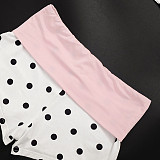 Fashionable and Fresh Fitted Halter Neck Polka Dot Color Block Set RS-26ST096