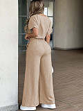 Spring/Summer Women's Simple Casual Round Neck Short-sleeved Top Wide-leg Pants Set ML-L319