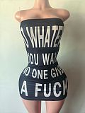 Fashionable Letter Strapless Sexy Mini Dress LCYM-202613