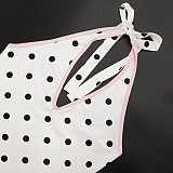 Fashionable and Fresh Fitted Halter Neck Polka Dot Color Block Set RS-26ST096