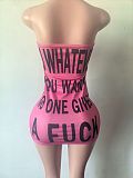 Fashionable Letter Strapless Sexy Mini Dress LCYM-202613