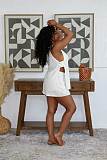 Sexy Casual Commuter V-neck Slit Sleeveless Vest Two-Piece Set NY-3893