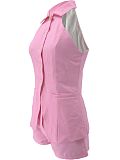 Sexy Lapel Button-Down Halter Neck Off-Shoulder Suit Vest and Shorts Two-Piece Set RS-M6001