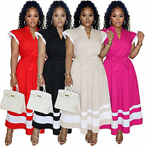 Fashion Plus Size Elegant Commuter Printed Ruffle Dress NNWY-8180