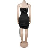 Sexy Sequined Spaghetti Strap Revealing Backpack Dress BY-7691