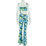 2026 Fashionable Crop Top Printed Tie-Waist Asymmetrical Sexy Bandeau Jumpsuit JY-006270