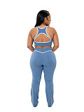 Casual High-Waisted Color-Blocked Vest and Flared Wide-Leg Pants Suit CM-60405