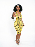 Sexy Halter Neck Deep V Polka Dot Slim Fit Elastic Jumpsuit Shorts CM-60402