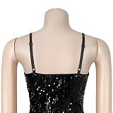 Sexy Sequined Spaghetti Strap Revealing Backpack Dress BY-7691
