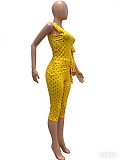 Fashionable Off-Shoulder Tie-Up Polka Dot Print Two-Piece Set TK-6351