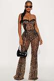 Sexy Leopard Print Strapless Bodycon Two-Piece Set (with breast pads) SHD-9976