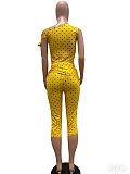 Fashionable Off-Shoulder Tie-Up Polka Dot Print Two-Piece Set TK-6351