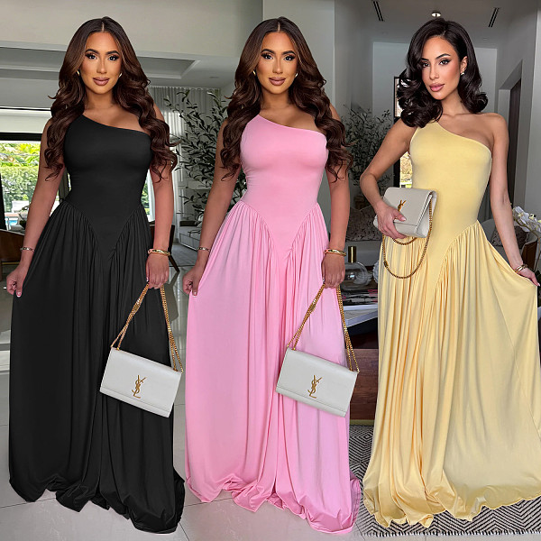 Fashionable and Elegant Waist-Defining Backless Slim-Fit Off-Shoulder Dress BY-7680