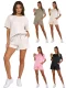 Solid Color Pullover Short-Sleeve Casual Shorts Two-Piece Set SSN-211526