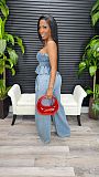 2026 Fashionable Strapless Wide-Leg Denim Pants Set RS-639