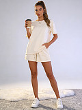 Solid Color Pullover Short-Sleeve Casual Shorts Two-Piece Set SSN-211526
