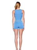 Fashionable Printed Slim Fit Square Neck Vest and Shorts Two-Piece Set FC-1463
