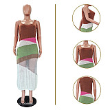 2026 New Casual Color Block Knitted Beach Dress TR-1359