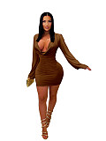 Sexy Deep V Long Sleeve Slim Fit Bodycon Mini Dress PMR-TW867
