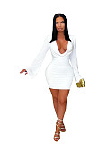Sexy Deep V Long Sleeve Slim Fit Bodycon Mini Dress PMR-TW867