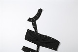 Fashion Trend Personality Rivet Sexy Hollow Tight Three-quarter Jumpsuit DLS-01028