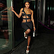 Fashion Trend Personality Rivet Sexy Hollow Tight Three-quarter Jumpsuit DLS-01028