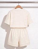 Solid Color Pullover Short-Sleeve Casual Shorts Two-Piece Set SSN-211526