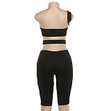 Fashion Trend Personality Rivet Sexy Hollow Tight Three-quarter Jumpsuit DLS-01028