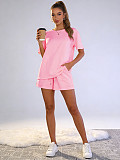 Solid Color Pullover Short-Sleeve Casual Shorts Two-Piece Set SSN-211526