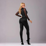 Sexy Slim Fit Round Neck Polyester Mesh Patchwork Milk Silk Long Sleeve Jumpsuit CYA-902361