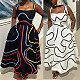 Summer Square Neck Printed Sleeveless High Waist A-line Dress RS-39155
