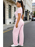 Casual Pullover Short-Sleeve Loose-Fit Straight-Leg Pocket Set SSN-211524