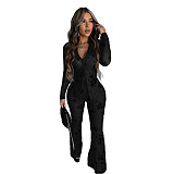 Sexy Two-Piece Set: Long-Sleeve Shirt & Slim-Fit Flared Pencil Pants CYA-902329