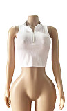 V-neck Fashion Slim Sexy Zip Crop Top FC-1289