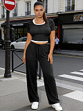 Casual Pullover Short-Sleeve Loose-Fit Straight-Leg Pocket Set SSN-211524