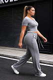 Casual Pullover Short-Sleeve Loose-Fit Straight-Leg Pocket Set SSN-211524