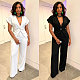 Fashionable V-neck Irregular Hem Suit Short-sleeved Trousers Two-Piece Set NY-11277