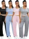 Casual Pullover Short-Sleeve Loose-Fit Straight-Leg Pocket Set SSN-211524
