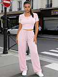 Casual Pullover Short-Sleeve Loose-Fit Straight-Leg Pocket Set SSN-211524