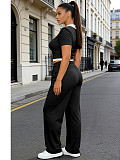 Casual Pullover Short-Sleeve Loose-Fit Straight-Leg Pocket Set SSN-211524