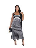 2026 Summer Striped Spaghetti-Strap Slim-Fit A-Line Dress PMR-TW872
