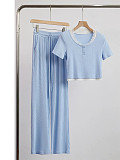 Casual Pullover Short-Sleeve Loose-Fit Straight-Leg Pocket Set SSN-211524