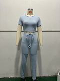 New Casual Solid Color Short-Sleeve T-Shirt and Pants Set YZY-8939