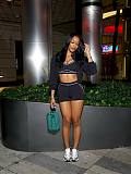 Fashionable High-Elastic High-Waisted Embroidered Letter Hip-Lifting Shorts Vest Set CY-6279