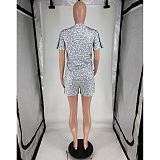 Summer Leopard Print Polka Dot Casual Short-sleeved Sports Shorts Set FOS-8826
