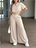 New Fashionable Loose-Fit Wide-Leg Pants With Pockets Casual Set RS-26001