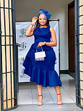 Fashionable Ruffle-Hem Fitted Midi Pencil Dress  RS-00409
